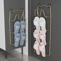 Étagère murale multifonctionnelle pour chaussures d'intérieur, support pour pantoufles de maison, séchoir à chaussures en fer sans perçage pour salle de bain