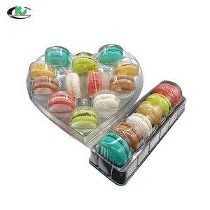 A forma di cuore di plastica usa e getta trasparente di imballaggio per alimenti macaron pet vassoio della bolla