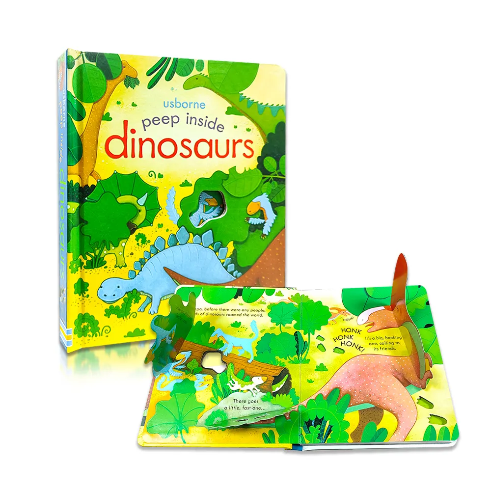 Aangepaste Kinderboeken Printservice 3d Pop-Up Kinderen Tillen De Flap Books Dinosaurussen Hardcover Bordboek