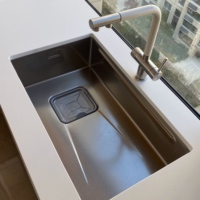 Évier de cuisine en acier inoxydable 304, cuve simple épaissie, bac à eau profond multifonctionnel, ustensiles de cuisine domestiques durables