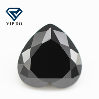 Qualité 5A 3x3mm-12x12mm, couleur noire, coupe de cœur, zircone cubique, pierres précieuses artificielles en vrac découpées à la machine, pierres CZ en forme de cœur