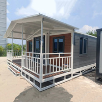 Maison conteneur extensible préfabriquée, mini-maison modulaire avec terrasse et balcon, installation rapide, panneaux sandwich, villa mobile moderne