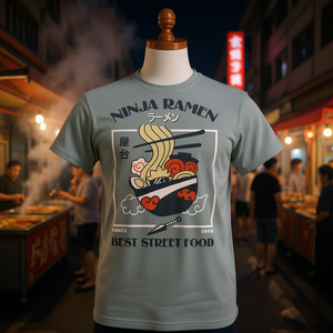 T-shirt Ninja Ramen grigia unisex con design street food dal 1999 - Product Image 3