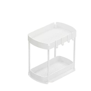 Étagère de rangement amovible Sunki pour cuisine, 2 niveaux, en PP noir, organisateur de placard sous évier pour articles divers - Product Image 5