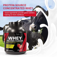 Bubuk Whey Protein Rasa Stroberi untuk Pembentukan Otot, Pemulihan Pasca Latihan, Suplemen Isolat Protein Tinggi, Kemasan Besar