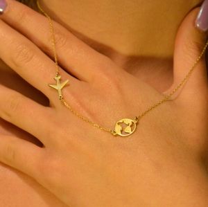 Vendita calda collana terra e aereo regalo estivo Wanderlust ispirato al globo di gioielli con collana di aeroplani regalo viaggiatore - Product Image 2