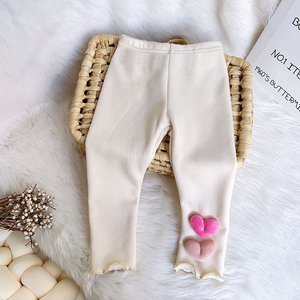 Pantalon polaire automne-hiver pour filles Style coréen Leggings polyvalents en molleton une pièce à la mode avec cœur pour bébé - Product Image 4