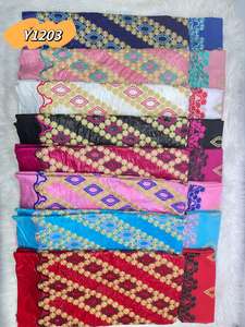 Haute qualité 100% coton africain riche Bazin dentelle ensemble bleu marine couleur Guniea <span class=keywords><strong>brocart</strong></span> 5 Yards + 2 Bazin dentelle Inmyshop - Product Image 5