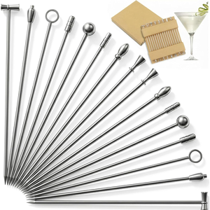 ไม้จิ้มผลไม้ไม้สำหรับทำแซนวิชใช้ซ้ำได้ไม้จิ้มค็อกเทลสำหรับบาร์ทำจากสเตนเลสสตีล18/8 - Product Image 1