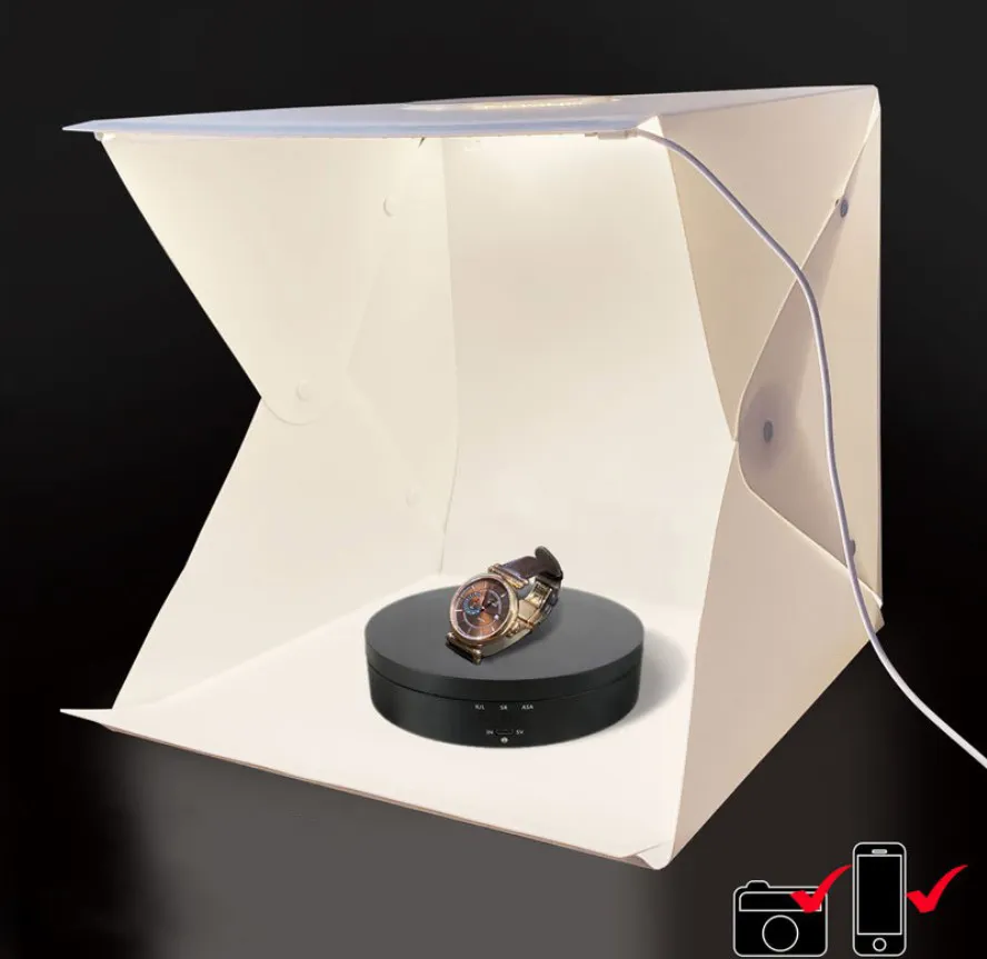 30cm Photo Studio Light Box Portátil Fotografia Tiro Light Tent Kit com iluminação branca quente e suave