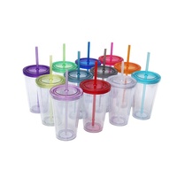 Tasse gobelet en plastique 16oz 20oz 24oz personnalisé gobelet en acrylique à double paroi en vrac Vaso Drinkware Becher Sippy Cup Tumbler avec pailles