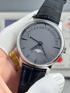 Montre pour homme élégante et multifonctionnelle, calendrier, résistante à l'eau, boîtier en acier inoxydable, bracelet en cuir véritable noir, aiguilles - Product Image 2