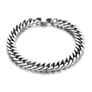 High Polished Hiphop Silver Jewelry Stainless Steel Bracelet Cuban Link Chain for <b>Men</b> - Product Image 5
