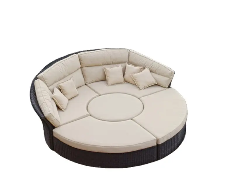 Conjunto de sofá de metal curvo, sofá castanho de vime para pátio conjunto de conversa com sofá de metal curvo para uso externo