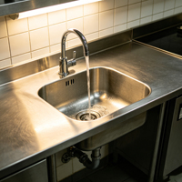 Évier commercial économique en acier inoxydable durable, prix direct usine, avec robinet à cuve unique