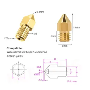 HONGYAN5/10 adet MK8 pirinç meme 0.2MM/ 0.5MM ekstruder baskı kafası memesi için 1.75MM CR10 CR10S Ender-3 3D yazıcı aksesuarları