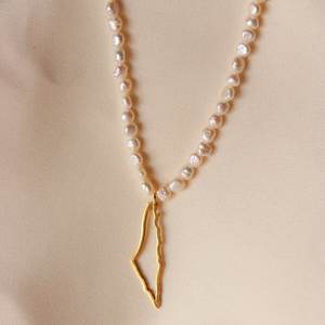 Chaîne de perles naturelles en acier inoxydable 316L Collier de cartes de la Palestine Poème palestinien célèbre Amoureux de la paix Juifs prient pour la Palestine - Product Image 3