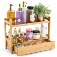 Plateau organisateur de comptoir de salle de bain en bambou pour savon, brosse à dents, cosmétiques, parfum, bijoux, rangement et présentation