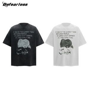 Camiseta de Marca de Moda Personalizada, Estilo Vintage, Holgada, Lavada, Estampada, al por Mayor, Retro Americana, 100% Algodón, Manga Corta, Unisex, en Stock - Product Image 1