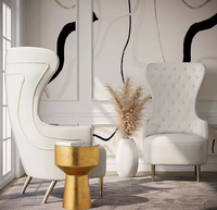 Fauteuil de salon moderne de style classique avec pieds en acier inoxydable, dossier haut capitonné en velours, pour la maison