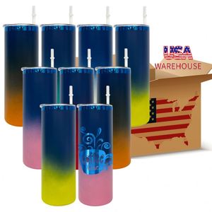 Paquete de 25 Tazas de Café de Acero Inoxidable Delgadas y Rectas de 20 oz con Recubrimiento Azul y Logotipo Personalizado, con Recubrimiento en Polvo Ombore - Product Image 1