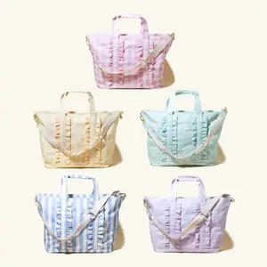 Nylon Rüschen Damen Handtasche Large Capacity Shopping Handtaschen für Frauen mit Rüschen Geschenk Einkaufstasche