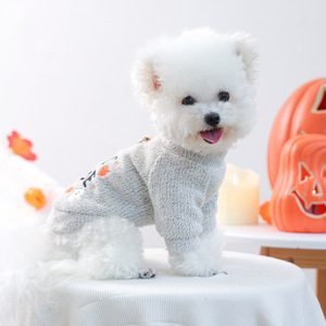 Vêtements pour animaux de compagnie PETCIRCLE, automne/hiver, col rond mignon, petit chien, chiot, citrouille, fantôme, Halloween, chemise à col rond - Product Image 3