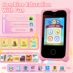 Cadeaux personnalisés <span class=keywords><strong>de</strong></span> téléphone intelligent <span class=keywords><strong>pour</strong></span> enfants <span class=keywords><strong>pour</strong></span> les filles enfants jouets téléphone cellulaire 2.8 "écran tactile enfant en bas âge apprentissage jouer jouet téléphone avec carte <span class=keywords><strong>de</strong></span> 8 Go - Product Image 3