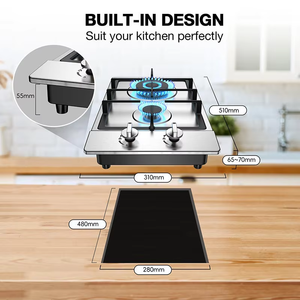 Built-in <strong>LPG</strong>/Natural <strong>Gas</strong> <strong>Cooker</strong> Tempered Glass Panel Manual Ignition High-Power 3200W for Burner Knob Control for Household - Product Image 5