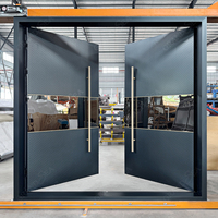 Porte d'entrée extérieure double en acier inoxydable de style européen, porte blindée en aluminium, grandes portes d'entrée pour maisons