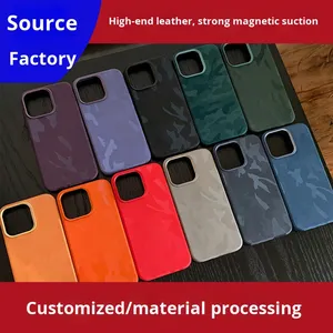 <span class=keywords><strong>Custodia</strong></span> per <span class=keywords><strong>iPhone</strong></span> 15 in Pelle Tecnica per Magnetico Lusso Camouflage 17PROMAX Fatta a Mano IP16 Semplice - Product Image 2