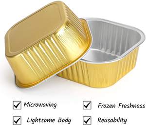 Molde para Pastel Z180 de 180 ml, 6 oz, 10 oz, Mini Molde para Pan, Moldes Dorados para Pastel, Vasos para Hornear de Papel de Aluminio, Recipientes Cuadrados de Papel de Aluminio para Panadería con Tapa - Product Image 2