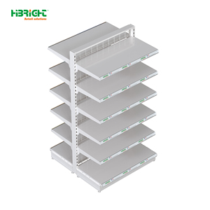 Estantería Góndola Metálica Blanca de Una Cara, Totalmente Perforada, de 6 Niveles, para Exhibición en Supermercados y Tiendas de Conveniencia - Product Image 1