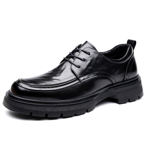 Men's Black Leather <b>Height</b> <b>Increasing</b> <b>Shoes</b> 6Cm Thick Sole Formal Business Casual Wear - Product Image 5