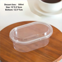 Boîte d'emballage rectangulaire jetable en PET de 300 ml et 500 ml pour pâtisseries, biscuits, desserts, snacks, tiramisu, gâteaux, confiseries, boîte alimentaire transparente