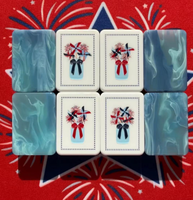 Ensemble de tuiles de mahjong américaines en acrylique bleu ondulé de qualité supérieure, extra grandes, pour le divertissement et les fêtes à domicile