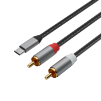 Câble audio blindé haute fidélité, USB Type-C vers double RCA, connecteurs plaqués or, compatible avec les appareils Apple et Android