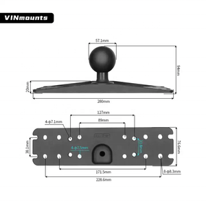 Large Marine Electronics Mount Base Mount with Double <b>Socket</b> Arm Compatible with Lowrance,Garmin,Humminbird Fishfinder - Product Image 4