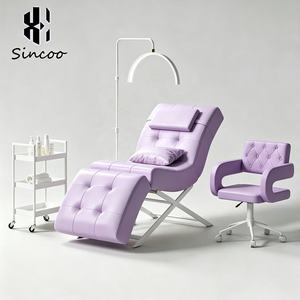 Manufacturer High Quality Synthetic Leather Electric Eyelash Eyebrow <b>Bed</b> Eyelash Lounger Curved Facial Beauty Lash <b>Bed</b> - Product Image 3