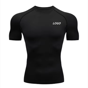 Camiseta Térmica de Secado Rápido para Hombre, para Entrenamiento Físico, 100% Algodón, Logotipo Personalizado, 210 Gramos, Manga Corta, Cuello Alto Simulado - Product Image 1