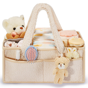Baby Diaper Caddy with Handle Baby <b>Storage</b> <b>Basket</b> <b>for</b> Baby Wipes Car Nursery Caddy Organizer Foldable Travel <b>for</b> Mommy Bag - Product Image 1