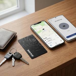 Traceur de portefeuille ATUVOS pour <span class=keywords><strong>iPhone</strong></span> et Android – Prix de gros – Traceur sans fil double Google – Meilleures évaluations – Compatible iOS Find My – Traceur étanche - Product Image 2