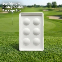 Boîte d'emballage pour balles de golf en pulpe moulée biodégradable avec logo personnalisé, boîte cadeau en pulpe de papier écologique, vente en gros