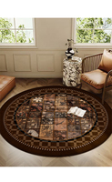 Tapis moderne en polyester abstrait de 10 mm, salon, luxe léger, sensation haut de gamme, vintage, lavable, noir