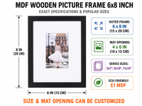 Cadre photo en MDF noir, gris, blanc, taille personnalisée, simple couche, pour table ou mur, décoration intérieure