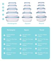 Ensemble de 9 boîtes de préparation de repas fabriquées en Chine, résistantes à la chaleur, sans BPA, compatibles micro-ondes, empilables, boîte à lunch, bento