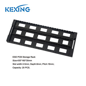 Étagère de stockage de circuits imprimés ESD en matériau PP conducteur antistatique durable pour salle blanche, 25 emplacements, 1 niveau, longueur 435 mm - Product Image 2