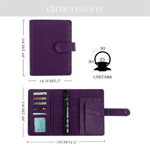 Classeur Budgétaire Hongbo Meilleure Vente en Cuir Saffiano Épi Ondulé 8 Couleurs, 6 Anneaux Noirs, Format A6 Élargi, Système de Budgétisation d'Argent Liquide - Product Image 4