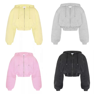 Felpa con Zip <span class=keywords><strong>Oversize</strong></span> in Spugna Francese OEM, 100% Cotone, Tinta Unita, <span class=keywords><strong>Abbigliamento</strong></span> Sportivo e Femminile - Product Image 6