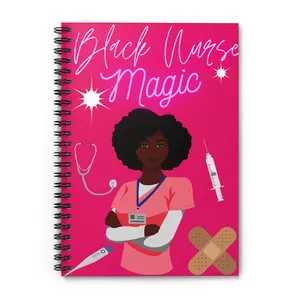 Benutzer definierte gedruckte Bücher Black Girl Spiral bindung Ruled Lined Paper Nurse Agenda Planner Notebook